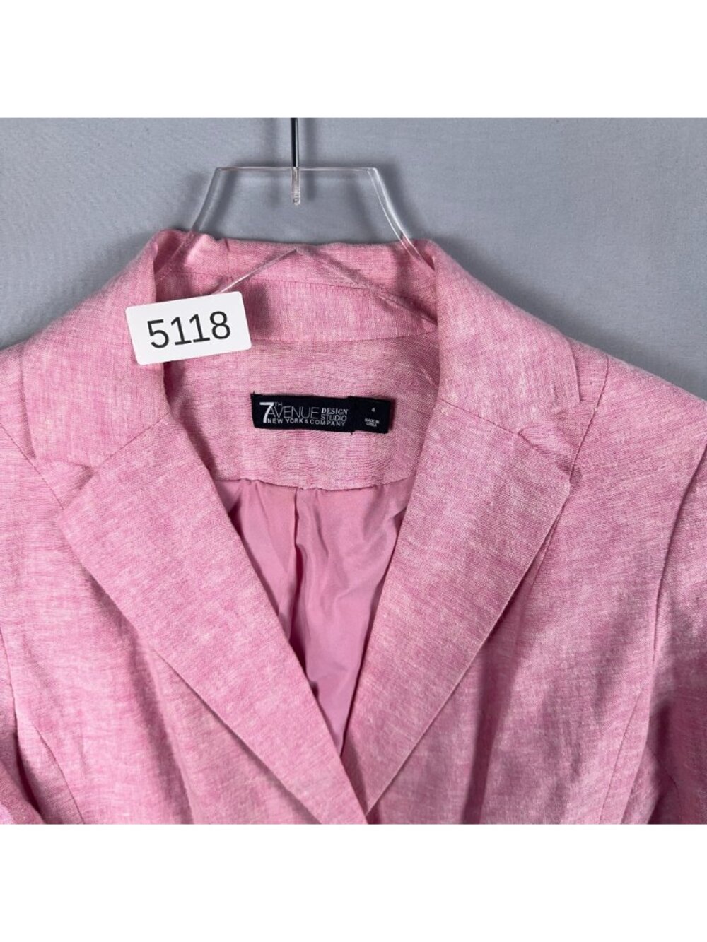7th Avenue Blazer Jacket Size 4 Pink Long Sleeves Two-Button Lightweight - Picture 13 of 13